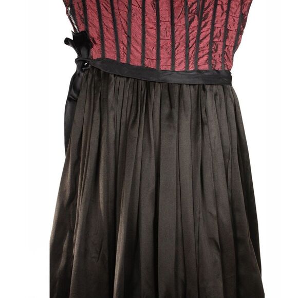 Vintage 50s Dress Fit and Flare Black Satin Circle Skirt Sze S B34 W22 - Hey Viv - Picture 3 of 6